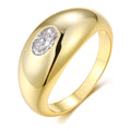 Moonset 0.5 Carat Oval-Cut Moissanite Dome Ring in Gold-Tone Sterling Silver