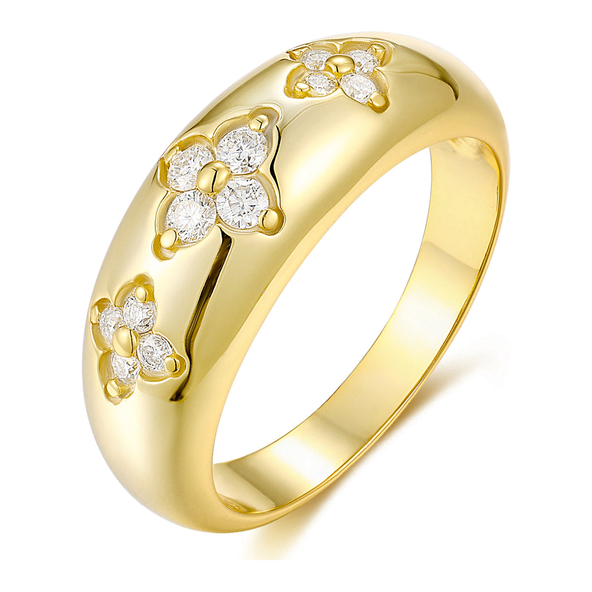 Muscari Moissanite Flower Dome Ring in Gold-Tone Sterling Silver