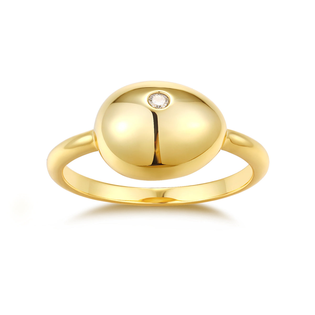 Muschio Moissanite Pebble Ring in Gold-Tone Sterling Silver, product photo on white background