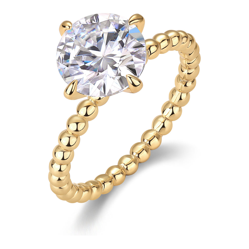 Memoria 3 Carat Moissanite Solitaire Ring in Gold-Tone Sterling Silver