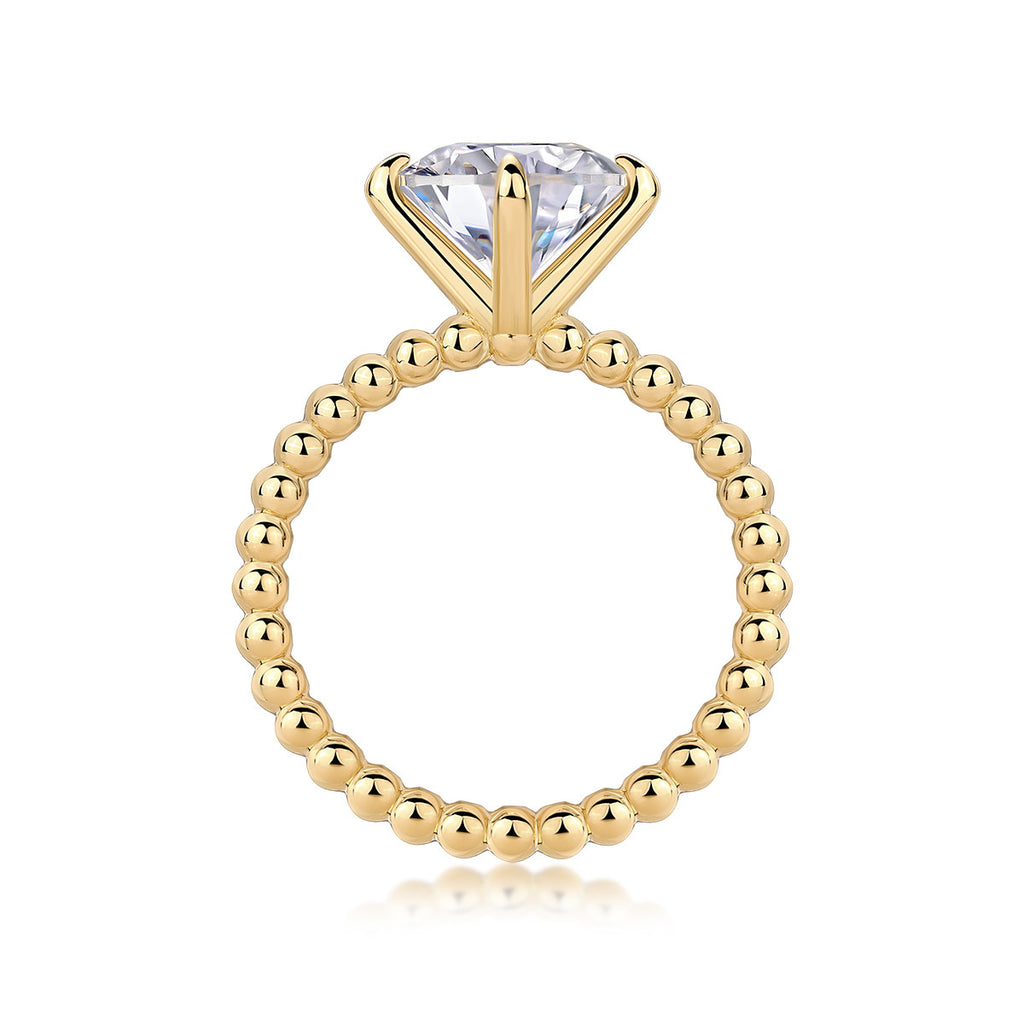 Memoria 3 Carat Moissanite Solitaire Ring in Gold-Tone Sterling Silver, product photo on white background