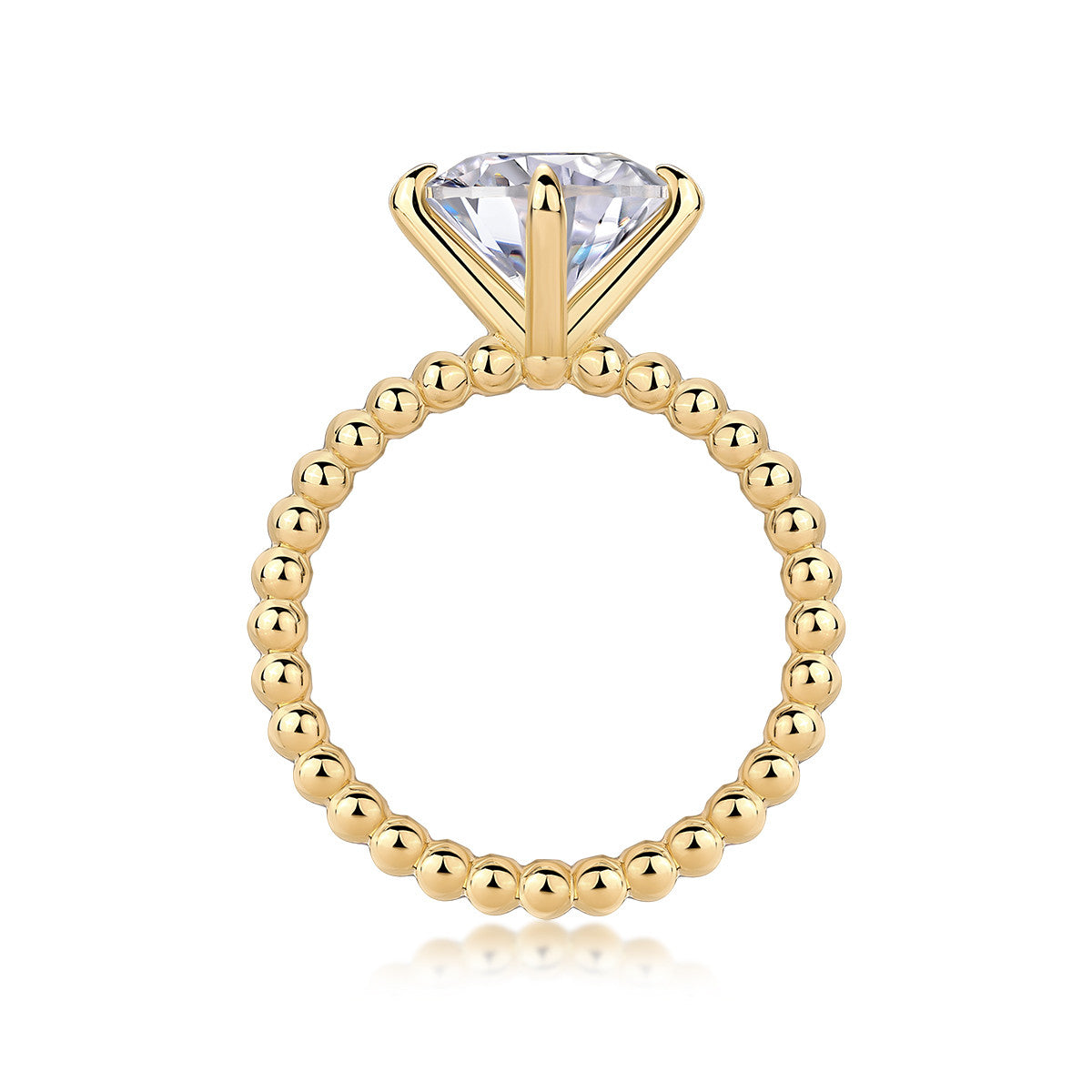 Memoria 3 Carat Moissanite Solitaire Ring in Gold-Tone Sterling Silver, product photo on white background