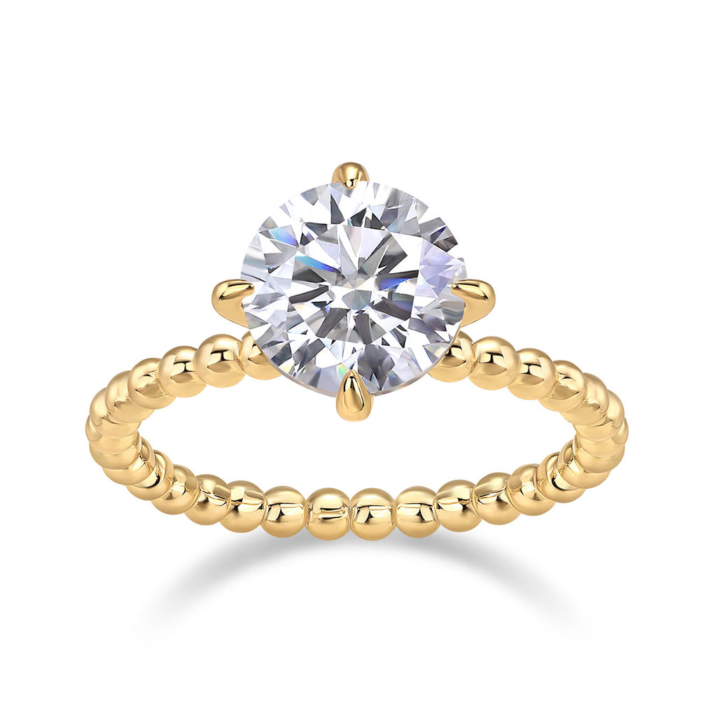 Memoria 3 Carat Moissanite Solitaire Ring in Gold-Tone Sterling Silver, product photo on white background
