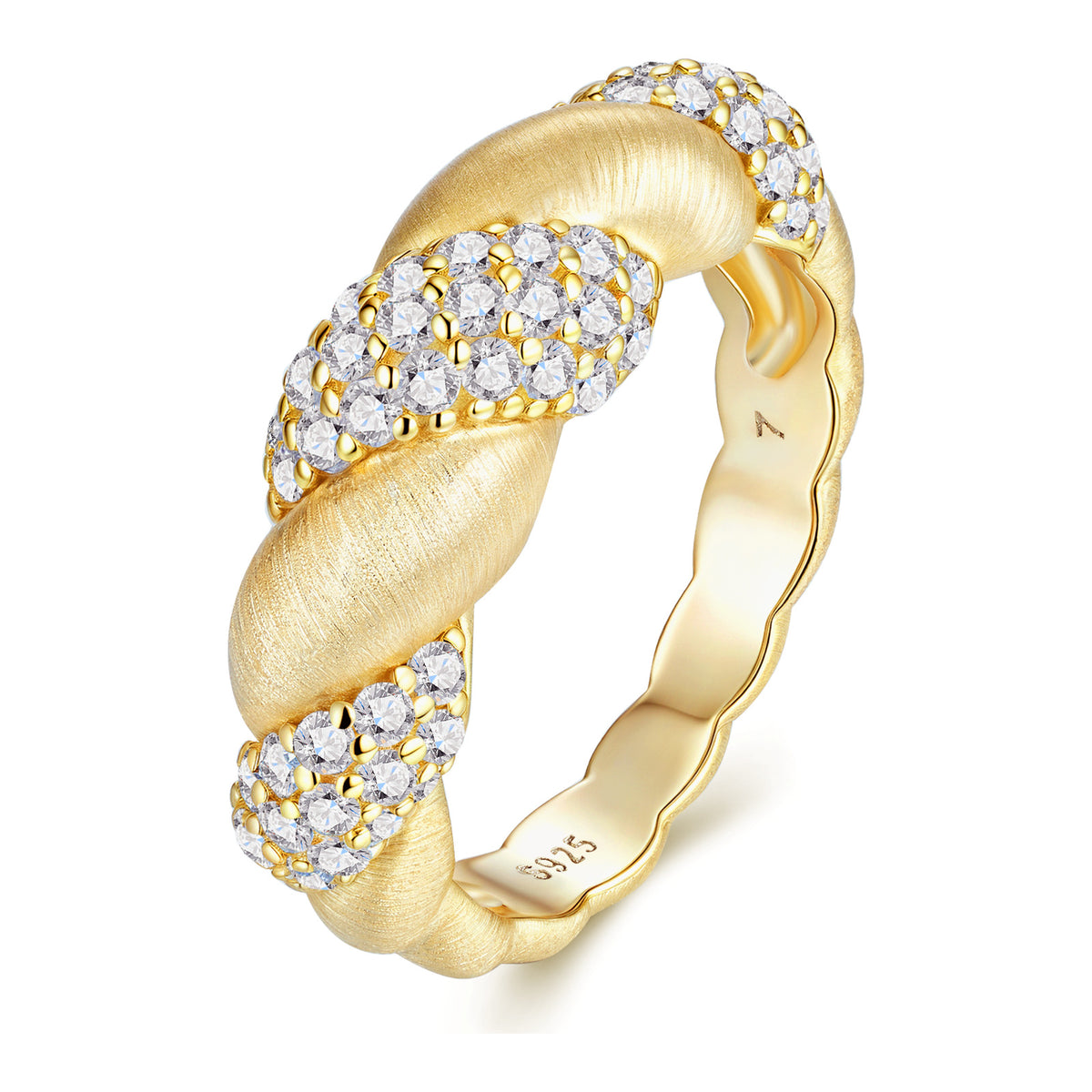 Mezzaluna Moissanite Croissant Ring in Gold-Tone Sterling Silver