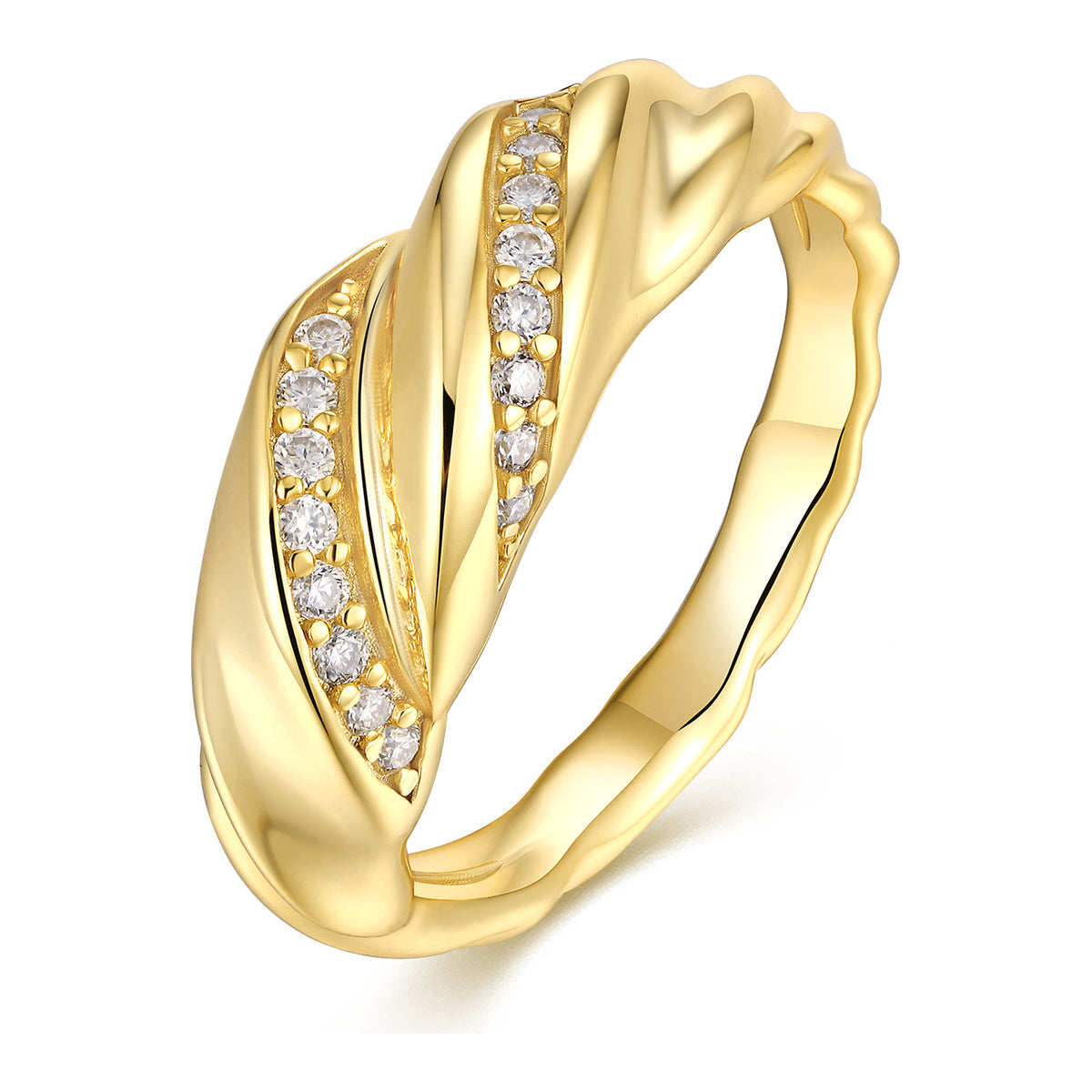 Ondata Moissanite Twisted Band Ring in Gold-Tone Sterling Silver