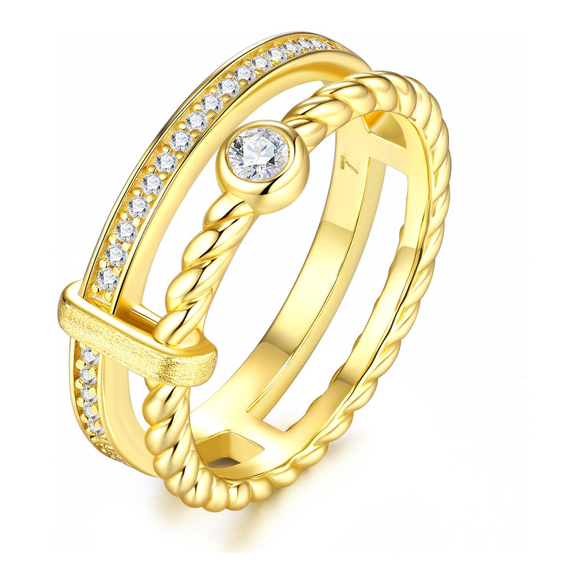 Ormeggio Moissanite Double Band Ring in Gold-Tone Sterling Silver