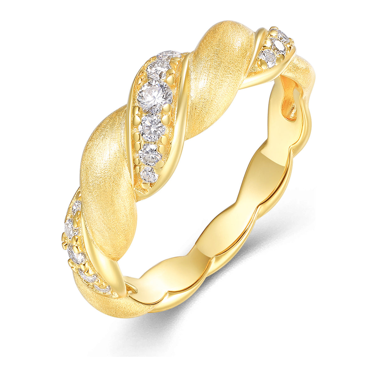 Maretta Moissanite Twisted Rope Ring in Gold-Tone Sterling Silver