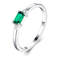Olea Emerald-Cut Lab-Grown Emerald Solitaire Ring in Sterling Silver