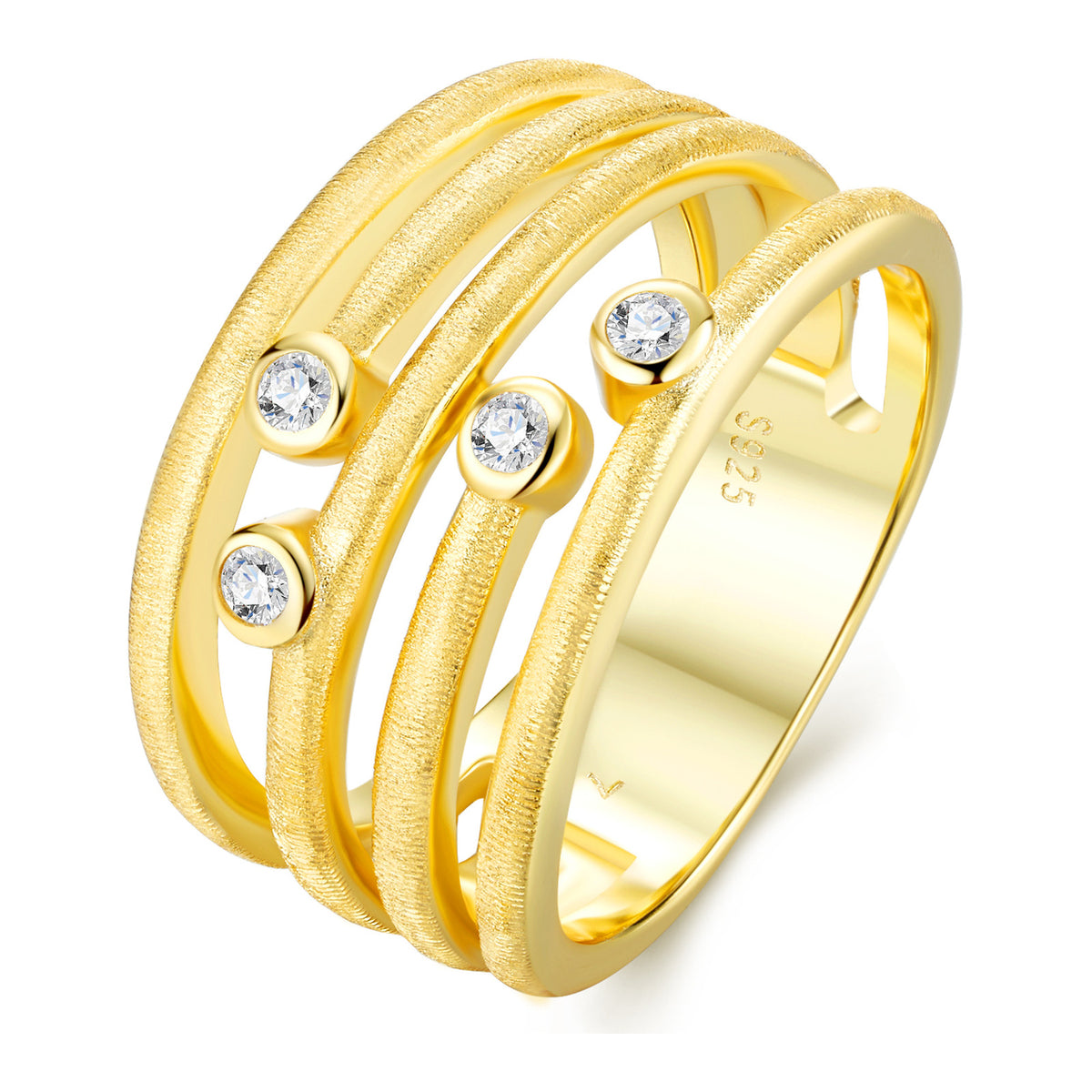 Melodia Moissanite Multi-Row Band Ring in Gold-Tone Sterling Silver