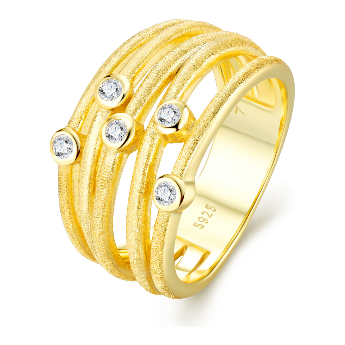 Minuetto Moissanite Multi-Row Band Ring in Gold-Tone Sterling Silver