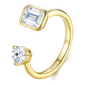 Specchio 1 Carat Moissanite Open Two-Stone Ring in Gold-Tone Sterling Silver