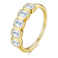 Quintilla Moissanite Five-Stone Ring in Gold-Tone Sterling Silver