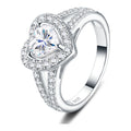 Palpito 1 Carat Heart-Cut Moissanite Halo Engagement Ring in Sterling Silver