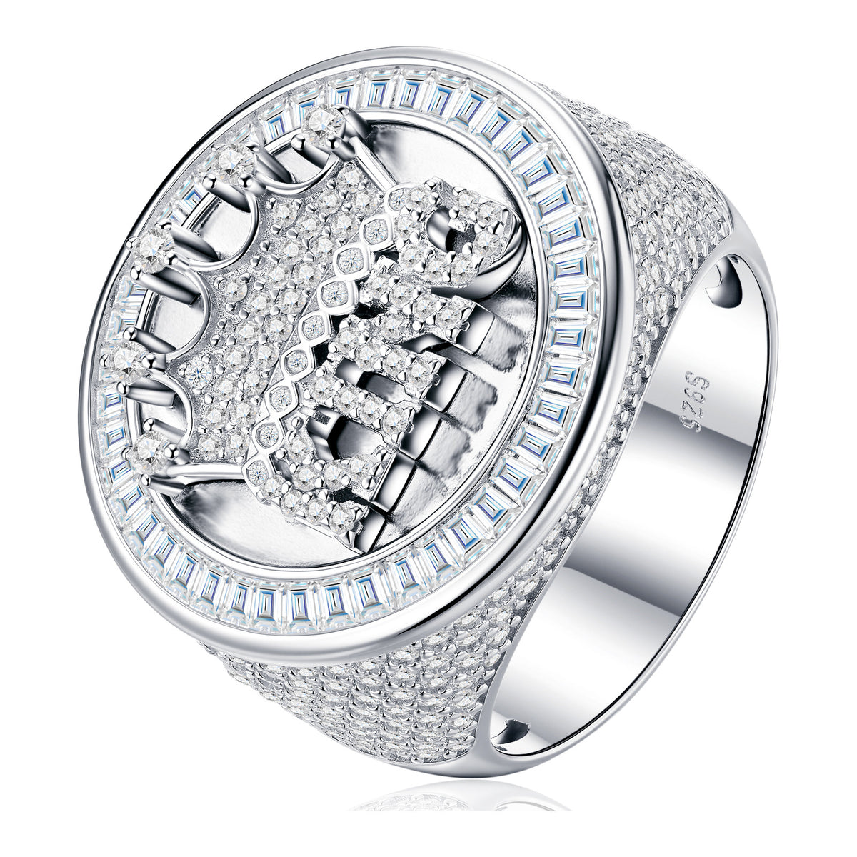 Realm Moissanite Men's Signet Ring in Sterling Silver