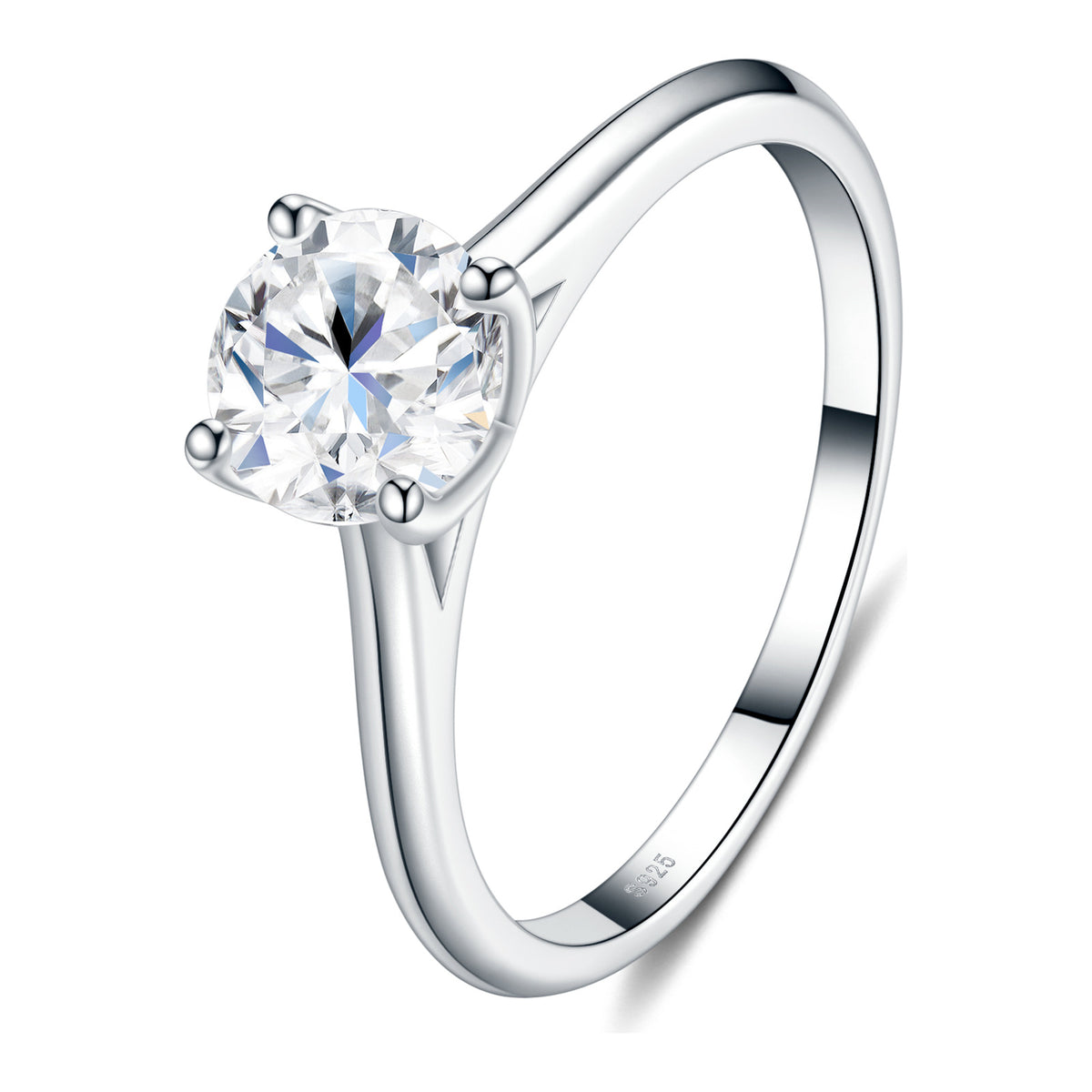 Purezza 1 Carat Moissanite Solitaire Ring in Sterling Silver