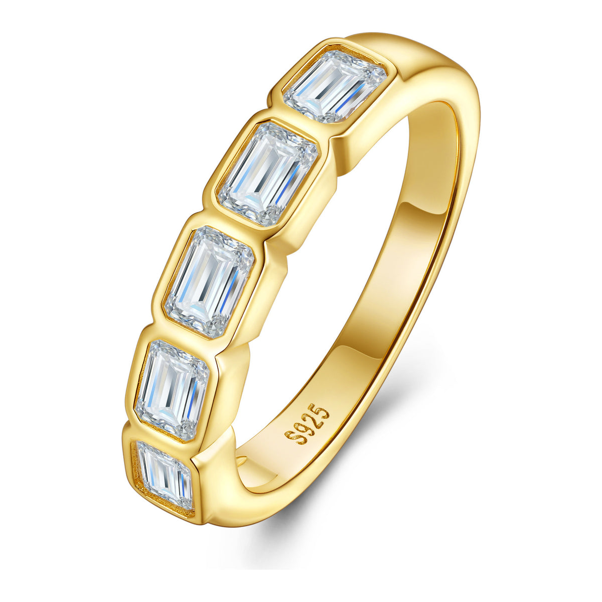 Scalinata Moissanite Five-Stone Ring in Gold-Tone Sterling Silver