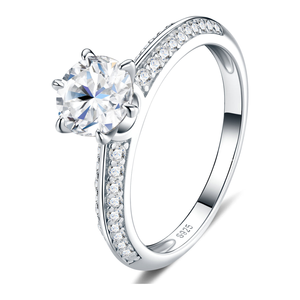 Stilla 1 Carat Moissanite Pavé Solitaire Ring in Sterling Silver