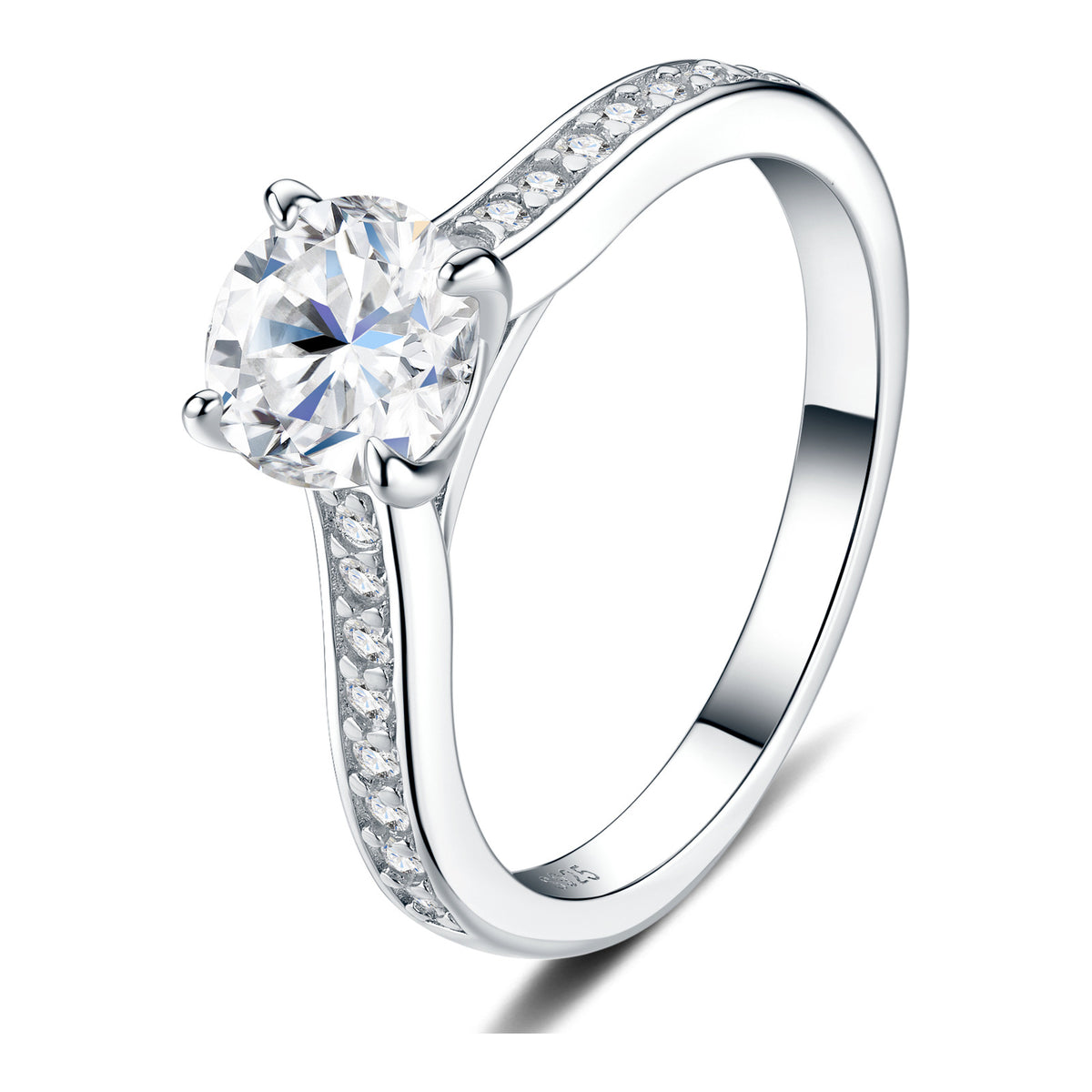 Sospiro 1 Carat Moissanite Cathedral Solitaire Ring in Sterling Silver