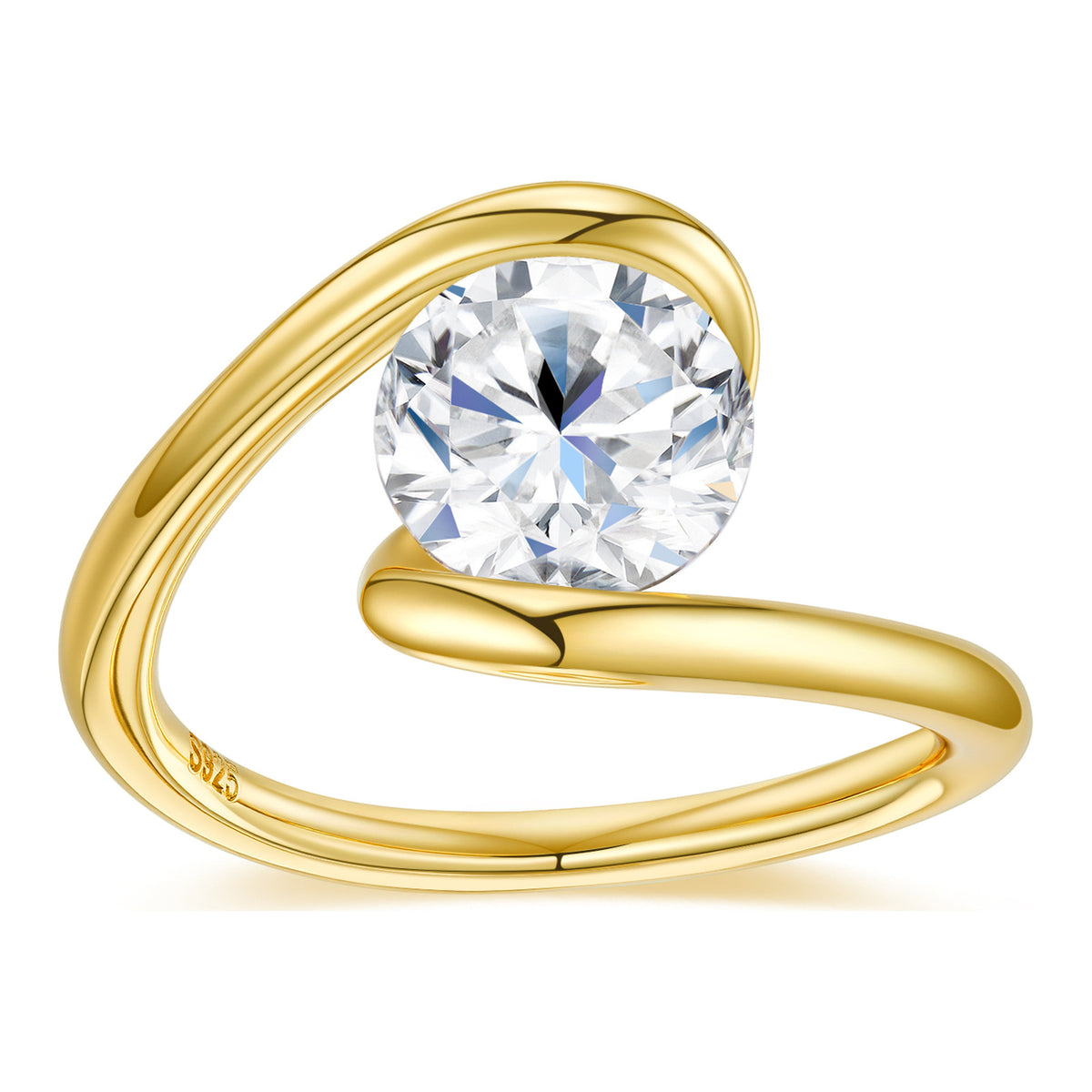 Presa 2 Carat Moissanite Wrap Ring in Gold-Tone Sterling Silver