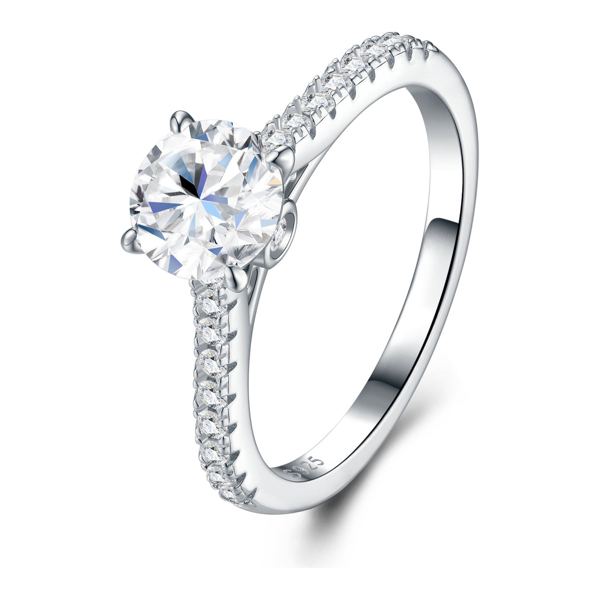 Sorriso 1 Carat Moissanite Pavé Solitaire Ring in Sterling Silver
