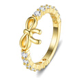 Regalo Moissanite Bow Ring in Gold-Tone Sterling Silver