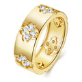 Rosone Moissanite Flower Band Ring in Gold-Tone Sterling Silver