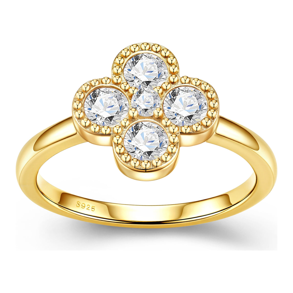 Sorte Moissanite Clover Ring in Gold-Tone Sterling Silver