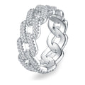 Sartia Moissanite Pavé Cuban Link Ring in Sterling Silver