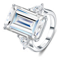 Trionfo Emerald-Cut Moissanite Three-Stone Ring in Sterling Silver