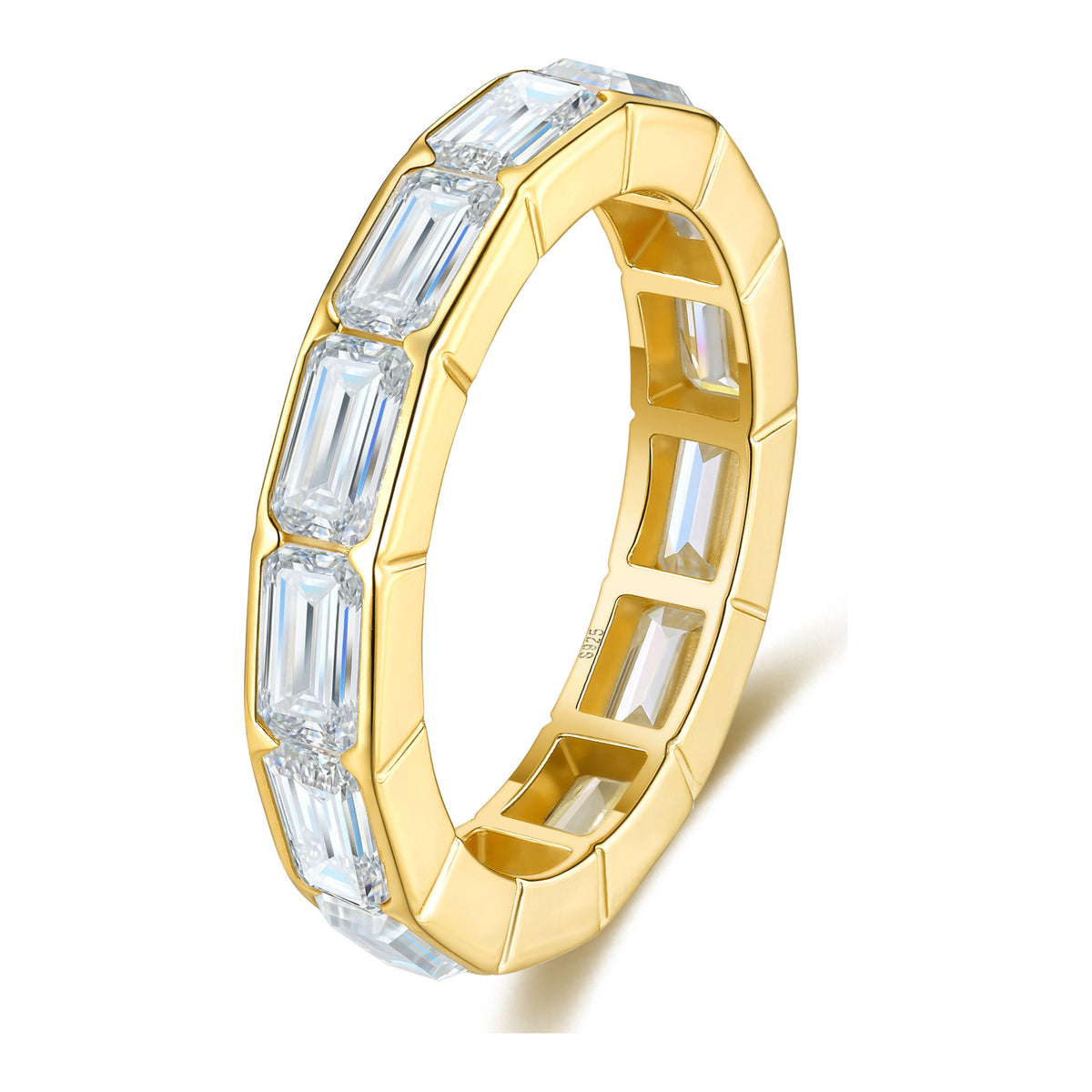 Tarsia Moissanite Eternity Band Ring in Gold-Tone Sterling Silver