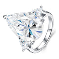 Tregocce Pear-Cut Moissanite Three-Stone Ring in Sterling Silver