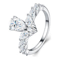 Zefiro 1 Carat Pear-Cut Moissanite Chevron Ring in Sterling Silver