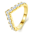 Volo Baguette Moissanite Chevron Ring in Gold-Tone Sterling Silver
