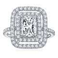 Raggiante 2 Carat Radiant-Cut Moissanite Halo Ring in Sterling Silver