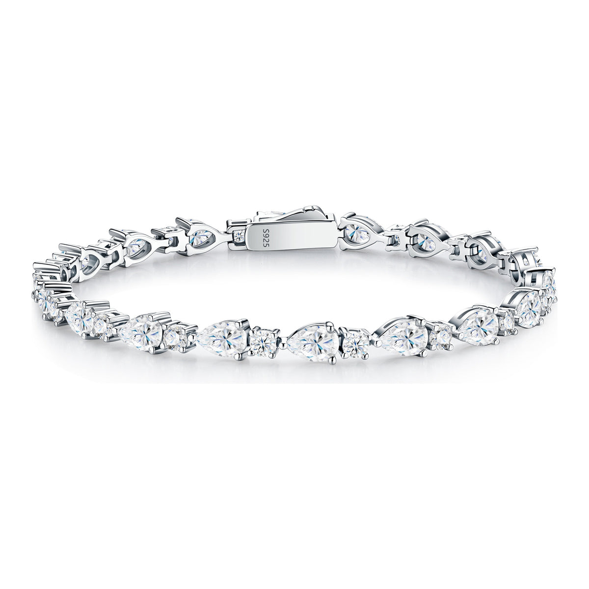 Andante Pear-Cut Moissanite Tennis Bracelet in Sterling Silver