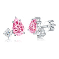 Cipria Pink Pear-Cut Moissanite Stud Earrings in Sterling Silver