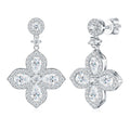 Calice Pear-Cut Moissanite Flower Drop Earrings in Sterling Silver