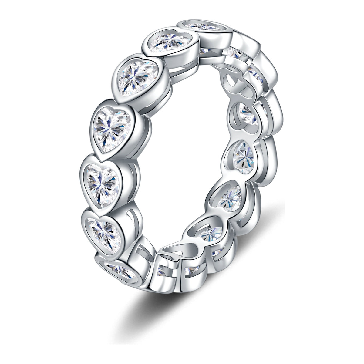 Diletta Heart-Cut Moissanite Bezel Eternity Ring in Sterling Silver