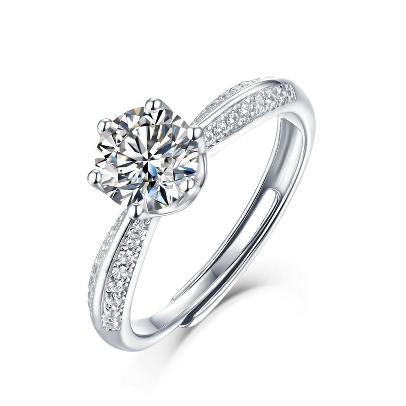 Banbi ring 1ct sterling silver rhodium plated synthetic moissanite