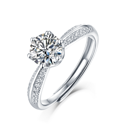 Banbi ring 0.5ct sterling silver rhodium plated synthetic moissanite