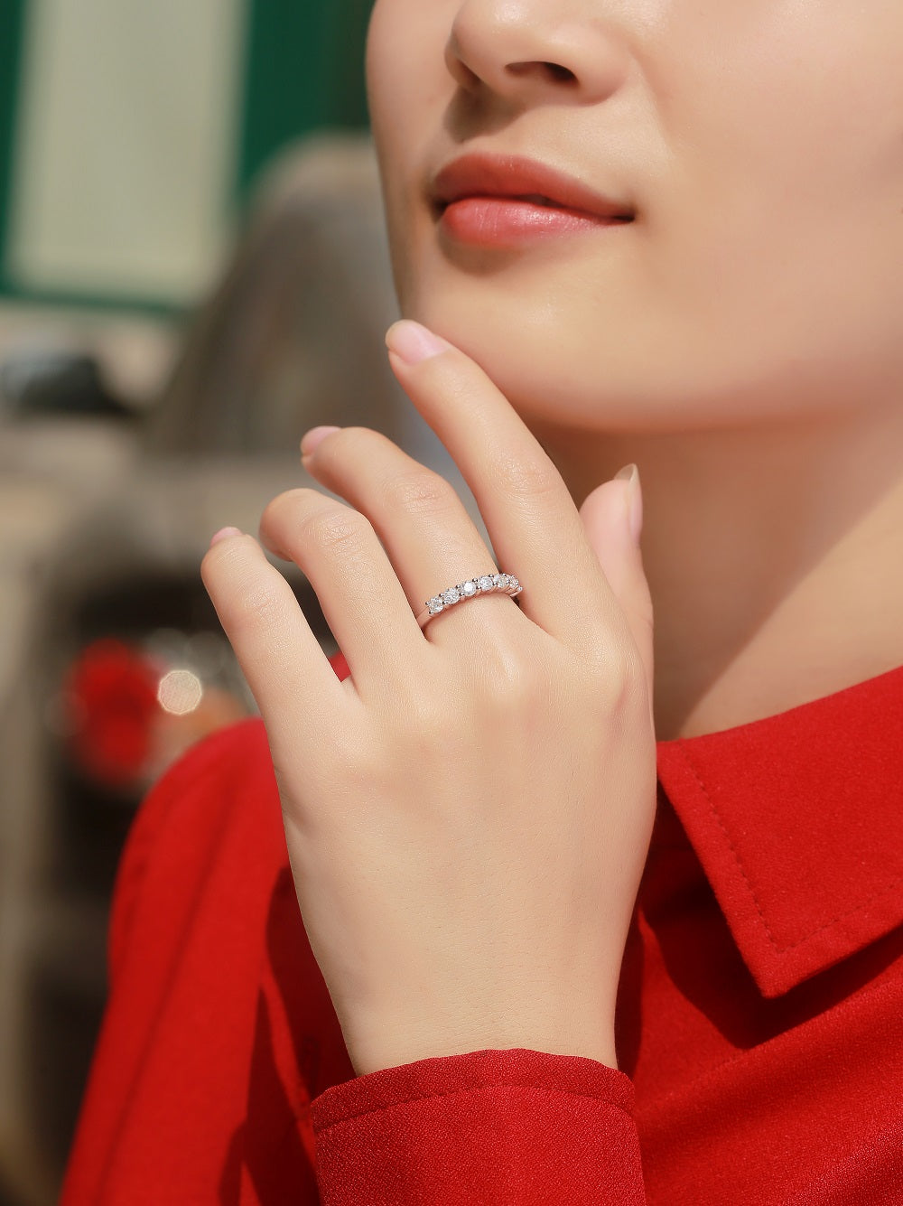Wholeness ring sterling silver synthetic moissanite