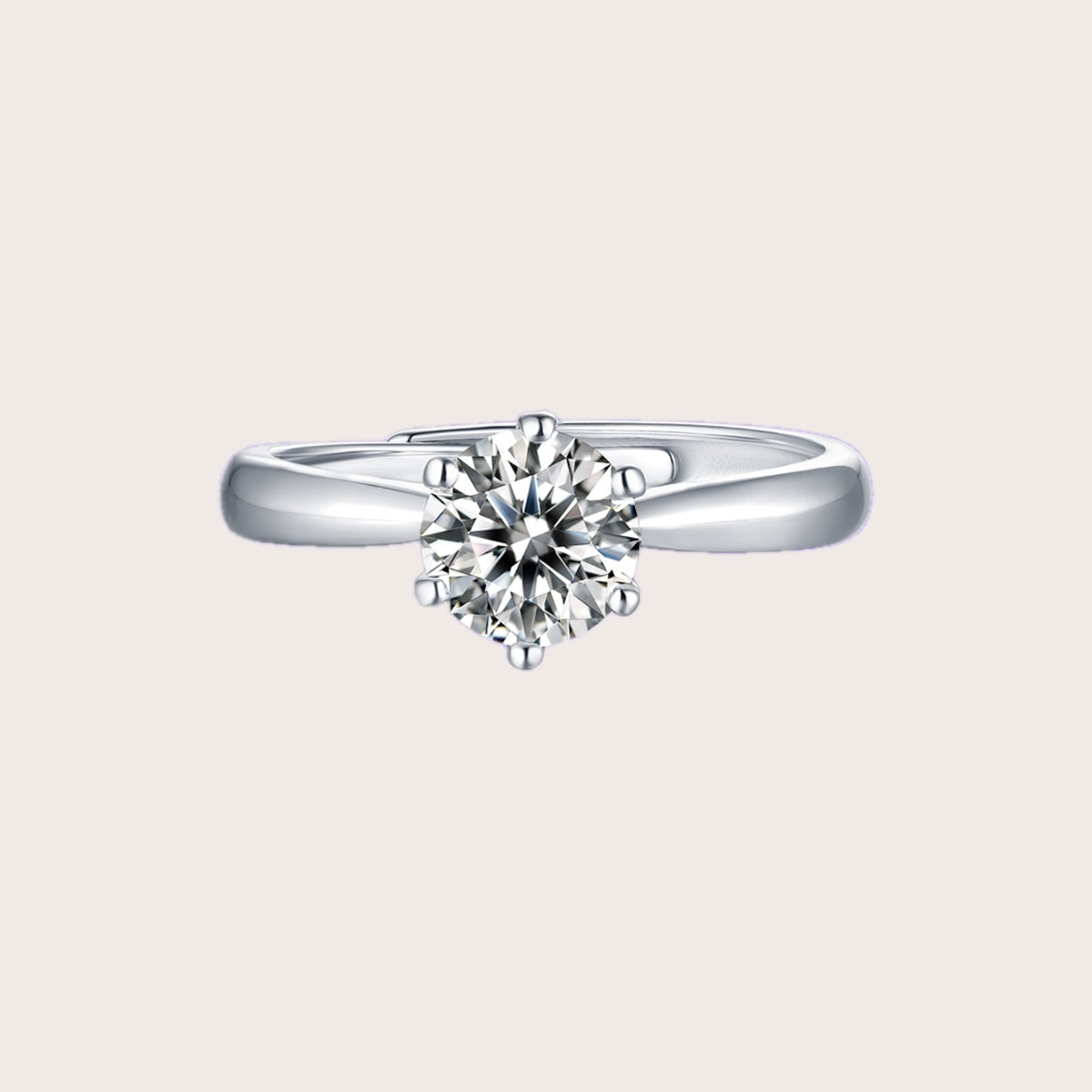 MYNSU Classic 6-prong solitaire moissanite ring in 925 sterling silver