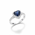 Midnight 2 Carat Blue Heart Moissanite Halo Ring in Sterling Silver