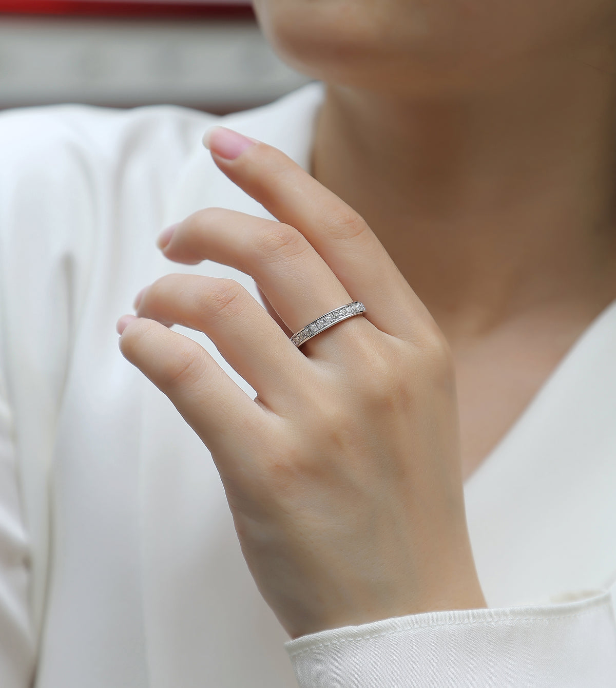 Trail ring sterling silver synthetic moissanite