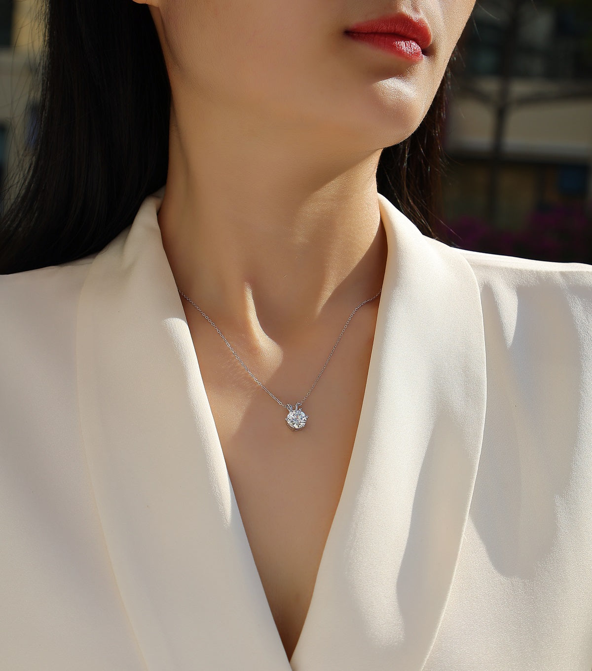 Romantic Token pendant necklace 2ct sterling silver synthetic moissanite