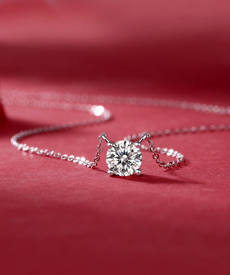 Forever Bond pendant necklace 1ct sterling silver rhodium plated synthetic moissanite