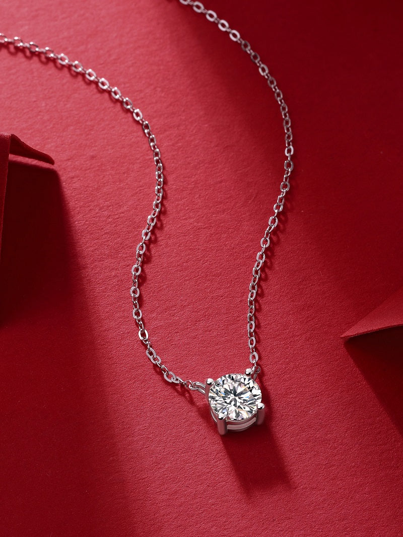 Forever Bond pendant necklace 1ct sterling silver rhodium plated synthetic moissanite
