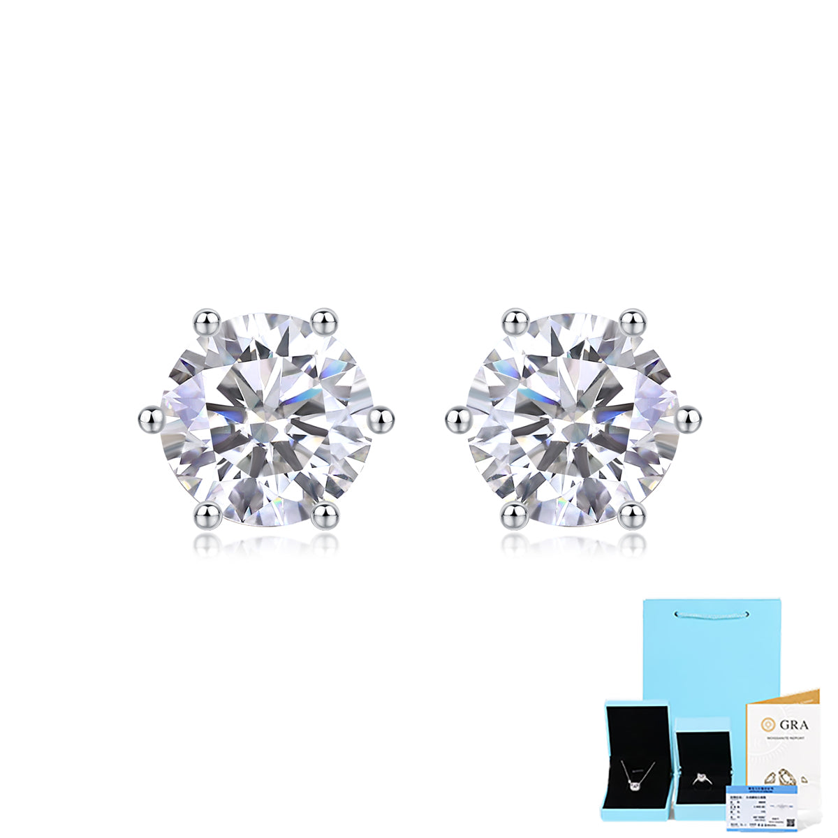 serene stud earrings 1ct sterling silver synthetic moissanite