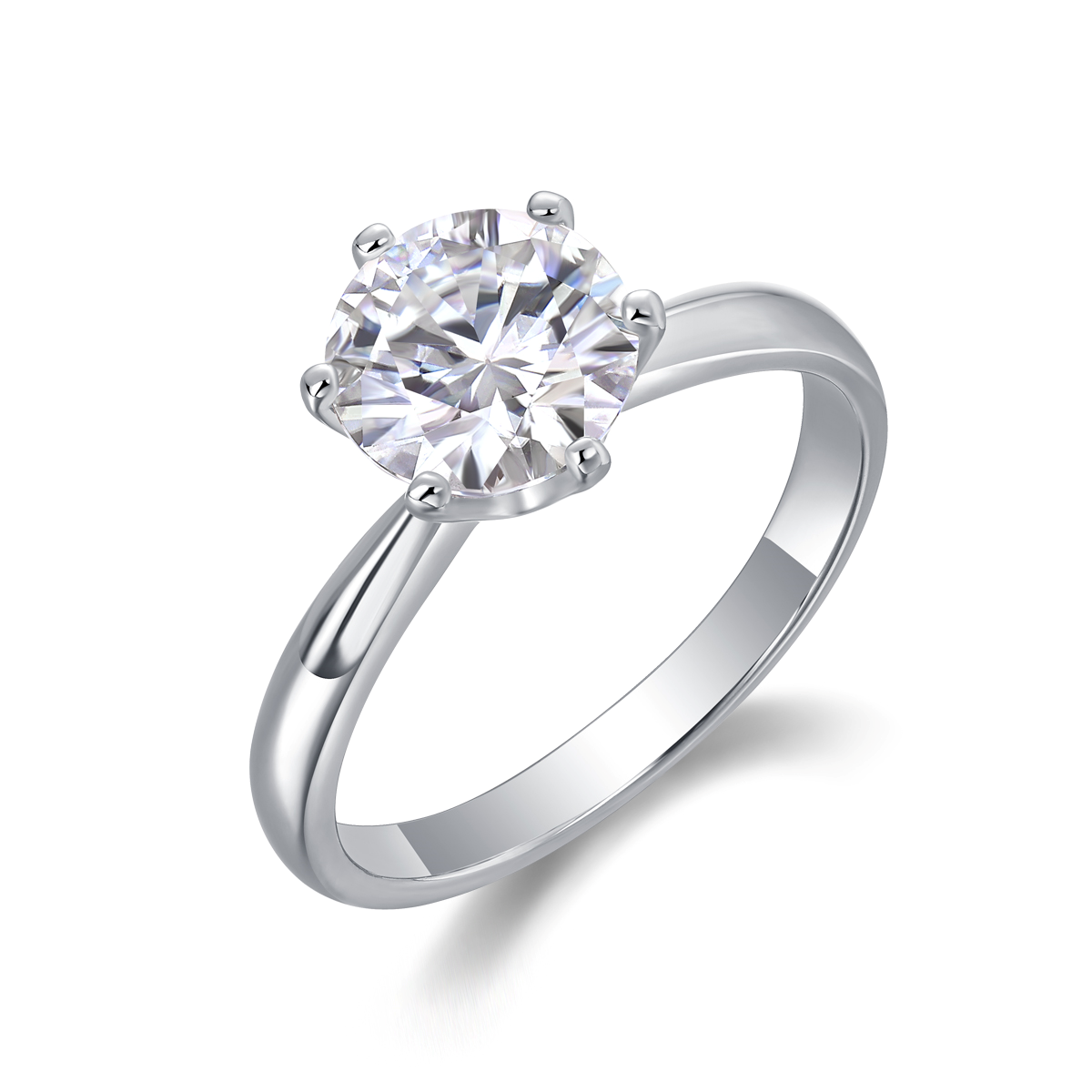 MYNSU Classic 6-prong solitaire moissanite ring with a closed band in 925 sterling silver