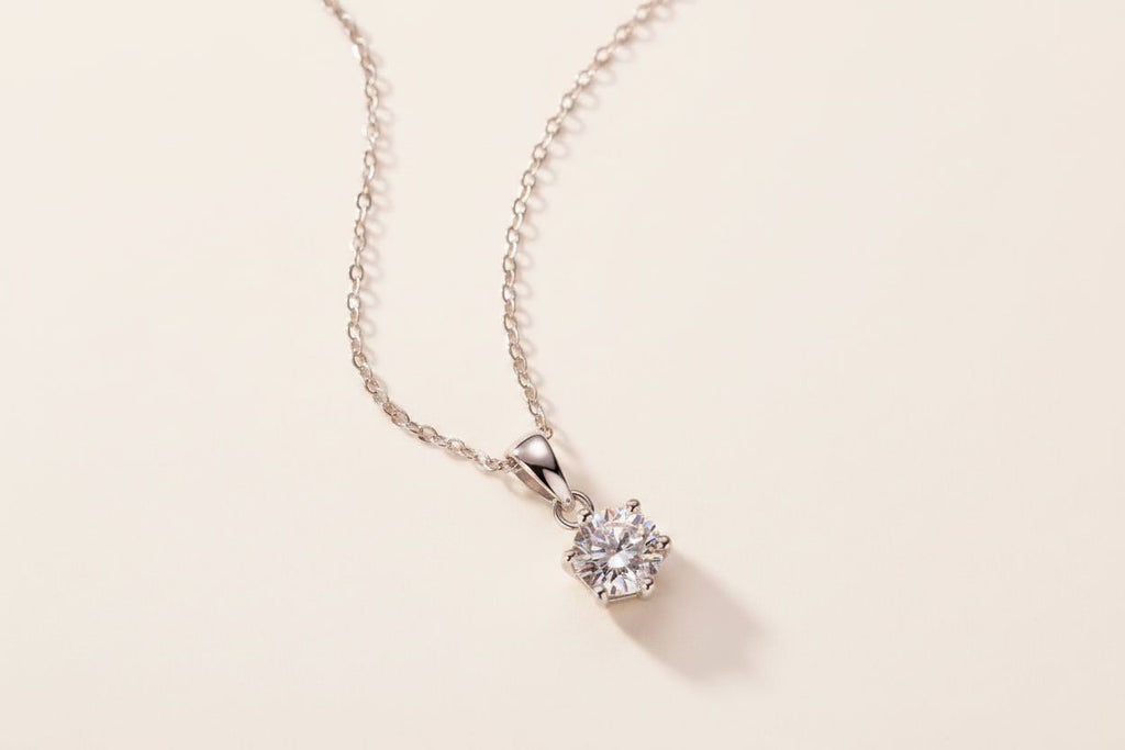 Declaration 1ct moissanite solitaire pendant necklace in 925 sterling silver